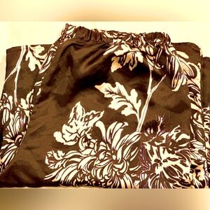Gilligan & O’ Malley pajama pants in Dark Chocolate & Pink Chrysanthemum flowers